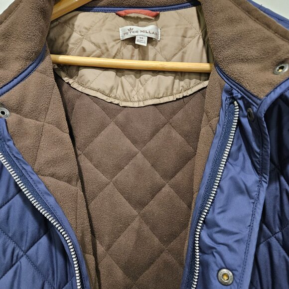 Peter Millar Quilted Jacket Size XL – Navy with Brown Trim | Premium Outerwear - Picture 3 of 5